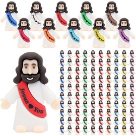 Owurha 100 Pcs Jesus Love You Mini Figures Baby Jesus Figurines in Bulk Tiny Miniature Religious Figures for Hide and Seek, Sunday School, Religious Party Favors, Baptism Gifts, Easter Egg Stuffers
