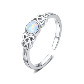 CUOKA MIRACLE Celtic Knot Ring for Women 925 Sterling Silver Celtic Knot Ring Adjustable Opal Ring Open Ring Jewelry Gift for Women Christmas Thanksgiving Gift, Metal, Moonstone