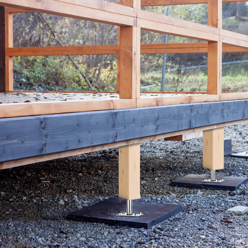 Post Support Height Adjustable, Galvanised 100-150 mm Post Brackets, Screw-On