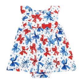 DREAMHALO Baby Girls Bodysuit Dress Viscose from Bamboo Ruffle Sleeve Bodysuits Infant Clothes Summer Outfits 3-24M Bow 3-6 Months