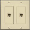 RiteAV 2 Port Cat6 Ethernet Wall Plate - 2 Gang [Ivory/Ivory]