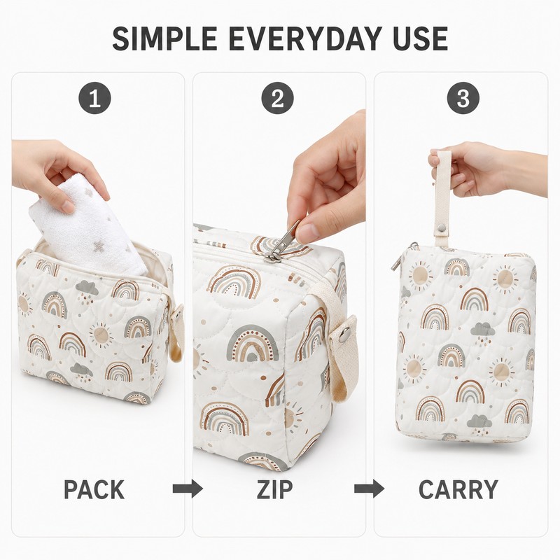 Waterproof Polyester Baby Diaper Wet Bag with Zipper and Stroller