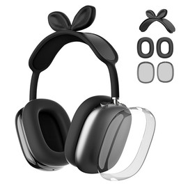 Silicone Case Cover for AirPods Max Cute Bunny Ear, Clear TPU Ear Cups Silicone Ear Pad Covers Anti-Scratch Anti-Fingerprint Fits AirPods Max 2024 2020 (Black)