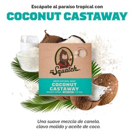 Dr. Squatch - Jabón en barra natural para hombres - Jabón elaborado mediante proceso en frío sin químicos agresivos - Aromas a coco náufrago, barril de madera bourbon, caída fresca, brezo de abedul y