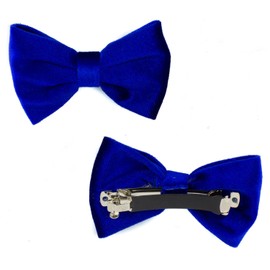Mytoptrendz® Pair Of Velvet Bow Hair Clip Classic Retro Barrette Automatic Spring Grip((Royal Blue- 2pcs)