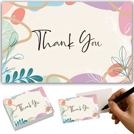 100 Pack Thank You Cards Multipack, 2x3.5 Inch (5.1x8.9cm), Blank Inside & Back, Floral Theme, Premium Thick Paper, Elegant Professional Design for Small Businesses, Retailers & Gift Greetings