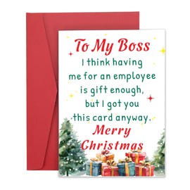 Christmas Gifts for Boss, Boss Christmas Card, Stocking Stuffers for Boss Boss Lady, Boss Card for Women Men, Funny Christmas Card for Boss from Group Employee Staff, Cute Merry Christmas Boss Card