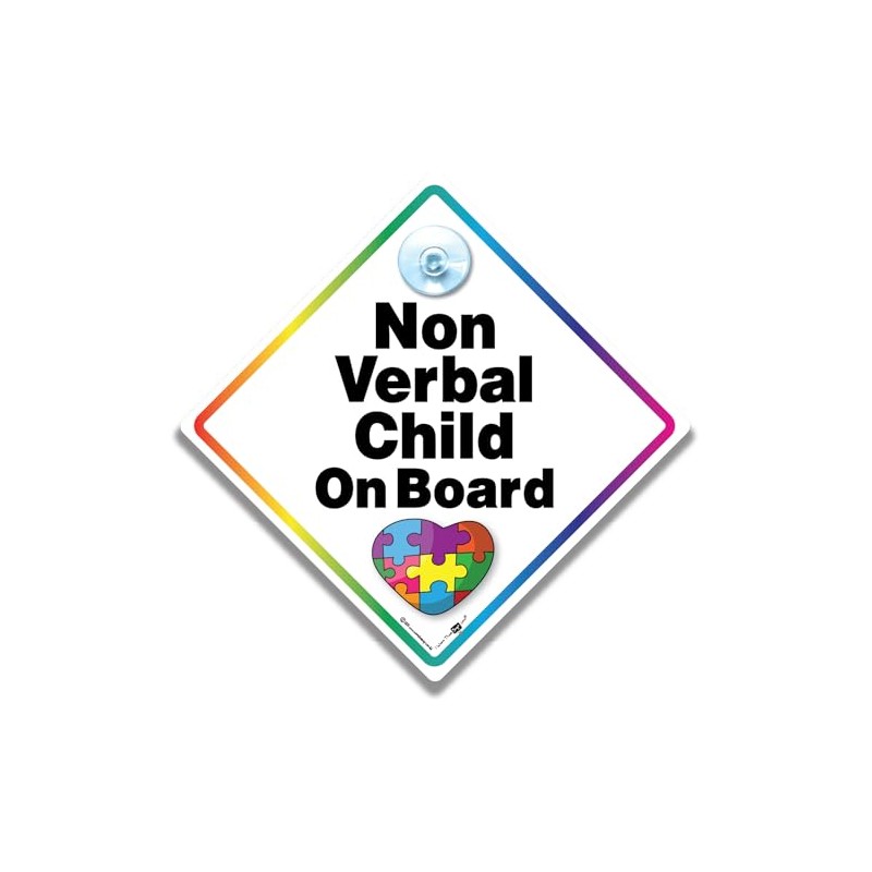 Non-Verbal Child on Board Car Sign, 14 x 14 cm,