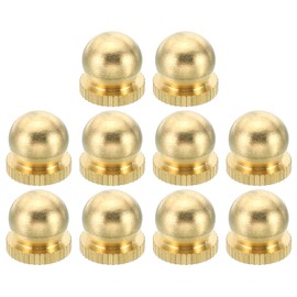 PATIKIL M6x1 Thread Brass Cap Nuts Knob, 10 Pack Lamp Finial Decoration Screw Caps Nut Handle Knob Decoration for Lighting Furniture Cabinet, 11mm