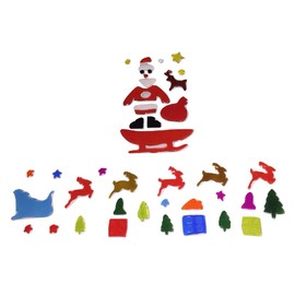 Christmas Reusable Gel Window Clings with Glitter 2 Pack (Santa, Santa with Sleigh, Reindeer, Stars, Trees, Homes, 43 Clings, 2 Sheets)