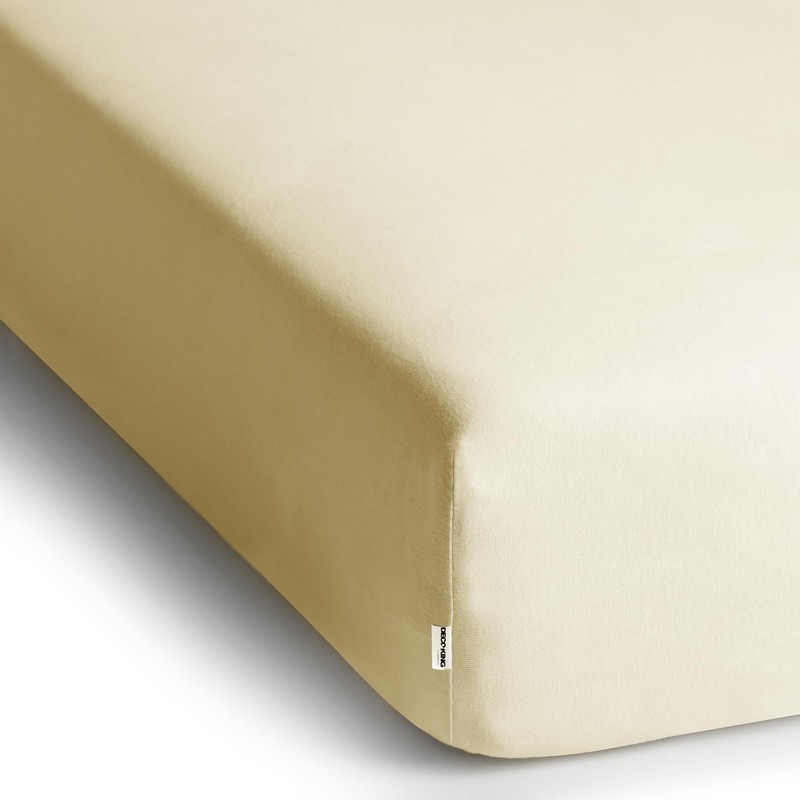 DecoKing Fitted Sheet Double Cotton Jersey Boxspring, Amber Collection, 120x200-140x200