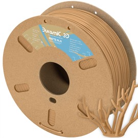 DURAMIC 3D Matte PLA Filament 1.75mm Wood, 1kg Cardboard Spool Matte Finish 3D Printer Filament PLA 1.75mm Dimensional Accuracy 99% +/- 0.03 mm, Printing with FDM 3D Printer, Easy to Remove Support