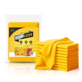 Rohi Pack of 10 Yellow Dusters – Lint Free 100% Cotton Reusable Cleaning Yellow Duster for Polishing – Soft & Strong Dusters for Cleaning Home, Car, Kitchen, Glass & Furniture (30cmx30cm)