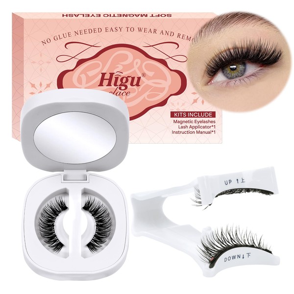 Higu clace Magnetic-Eyelashes, Soft-Magnetic-Lashes Natural Look Reusable Magnetic Eyelashes with