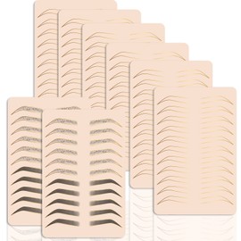 Guapa 3pcs Silicone Eyebrow Practice Skin Ombre Powder Brows Fake Skin Sheet Double Sides Microblading Practice Skin for Tatto Artists and Beginners (3pcs Skins with Golden Outline)