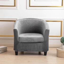 Meigeh Velvet Armchair Protector, Set of 2, Stretch Armchair Throw, Slipcovers, Cocktail Chair for Tullsta Chair, Dark Grey