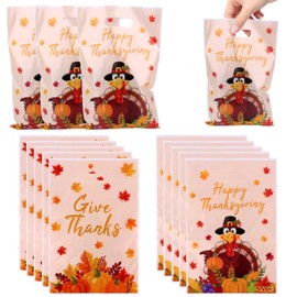 50pcs Thanksgiving Gift Bag, Pumpkin Turkey Candy Bag Fall Maple Leaves Design with Handles for Candy Goodie Gift Happy Thanksgiving Autumn Haverst Party Favor Supplies