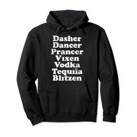 Christmas Reindeer Alcohol List Woman's Funny Pullover Hoodie