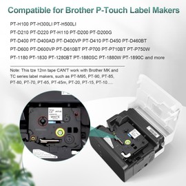 JINTUM 6 x TZe-231 12 mm Compatible with Brother P-Touch Label Maker Tapes 12 mm 0.47 White TZ Tape 12 mm 0.47 White for Brother PT-D210 PTD-400 PT-D410 PT-H100 PT-H105 PT-H107B