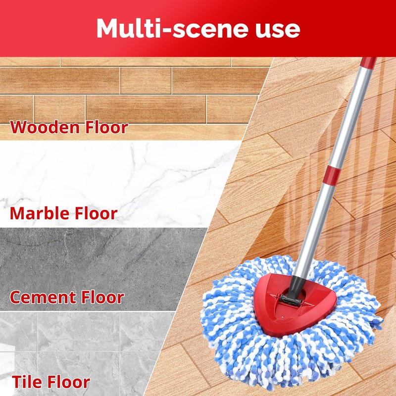 Spin Mop Head, Base, Handle Replacement for O-Ceda RinseClean 2