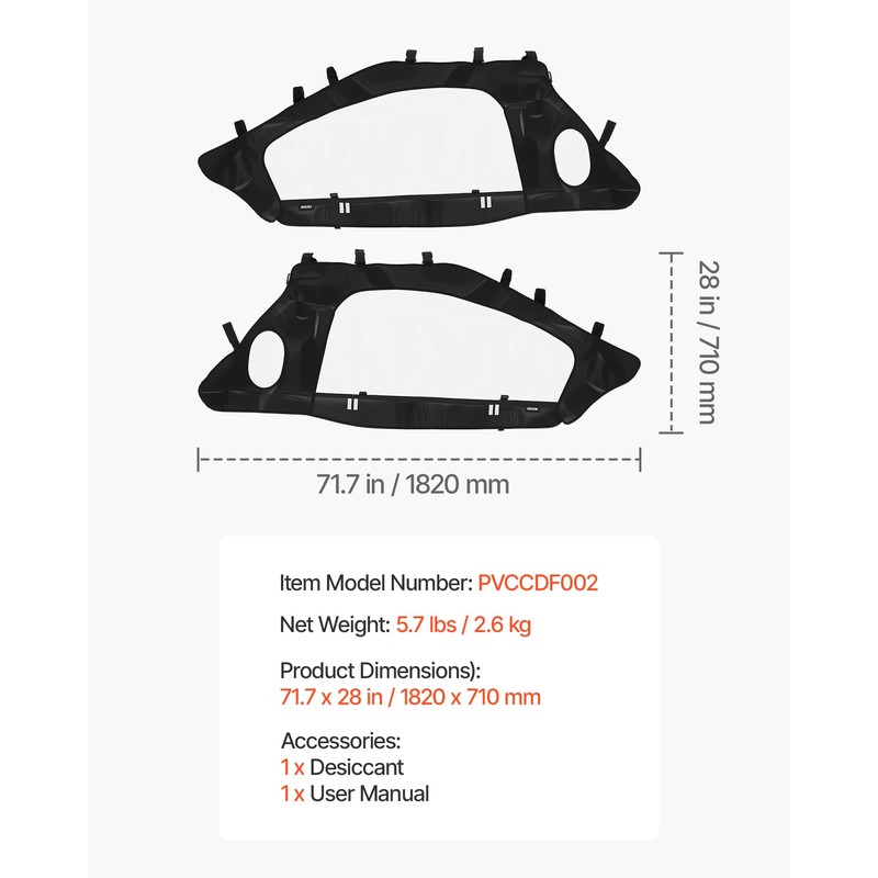 VEVOR Cab Enclosure Upper Doors, Compatible with Polaris RZR PRO