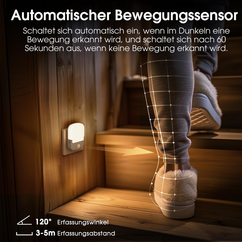 Briignite Night Light Motion Sensor Socket, Dimmable 3000 K, Pack