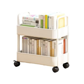 Crevyteg 2-Tier Storage Trolley Cart, Mobile Utility Cart With 4 Lockable Wheels, Kitchen Bathroom Rolling Storage Shelving Organizer for Home Kitchen Bathroom Laundry Office - white