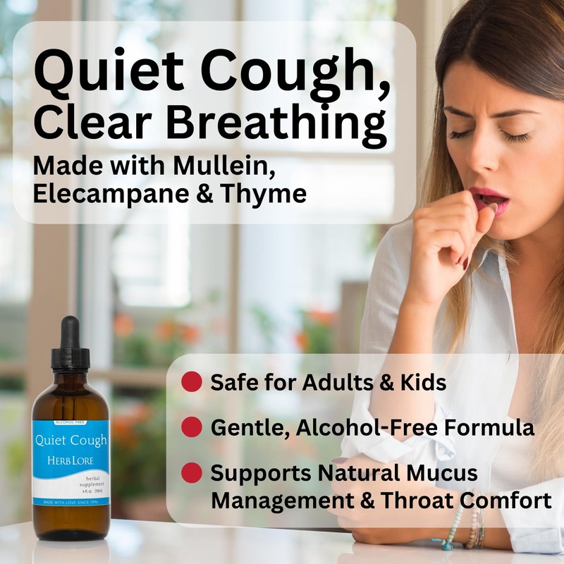 Herb Lore Quiet Cough Tincture - Mullein Leaf Drops for