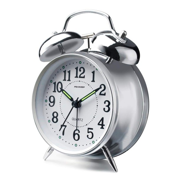 Peakeep 4 inches Twin Bell Loud Alarm Clock for Heavy