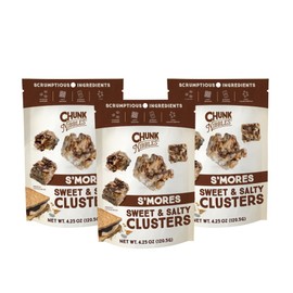 Chunk Nibbles S’mores Snack Clusters - Campfire-Inspired Treat with Marshmallows, Graham Crackers, Pretzels & Chocolate - Small Batch, Handcrafted - Gourmet Treat - 4.25oz Resealable Pouch (3 Pack)