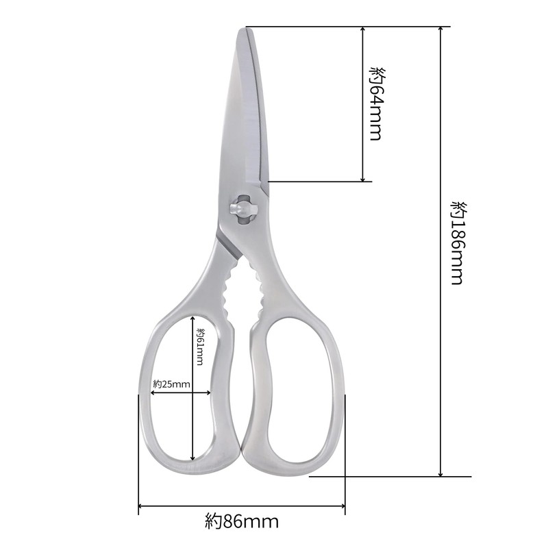 Takagi All Stainless Steel Kitchen Scissors, Dishwasher Safe, Boiled Disinfectable,