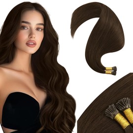 Moresoo Itip Human Hair Extensions Human Hair Dark Brown I Tip Hair Extensions Remy Human Hair Long Straight for Women Extensions 40G 50S 20Inch