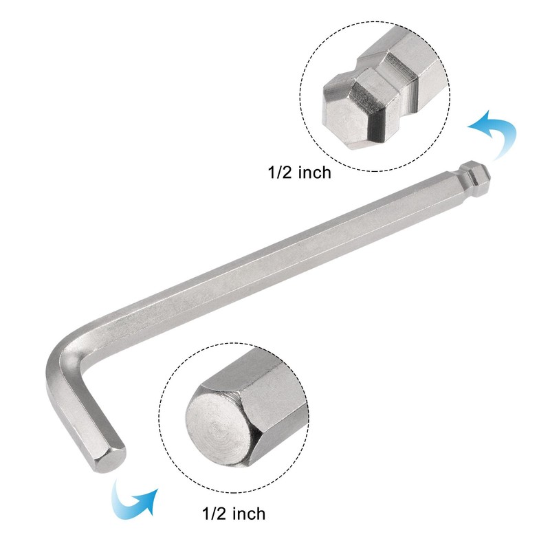 sourcing map 1/2" Ball End Hex Key Wrench, L Shaped