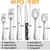 MUTNITT 48 Pcs Silverware Set with Steak Knives Service for