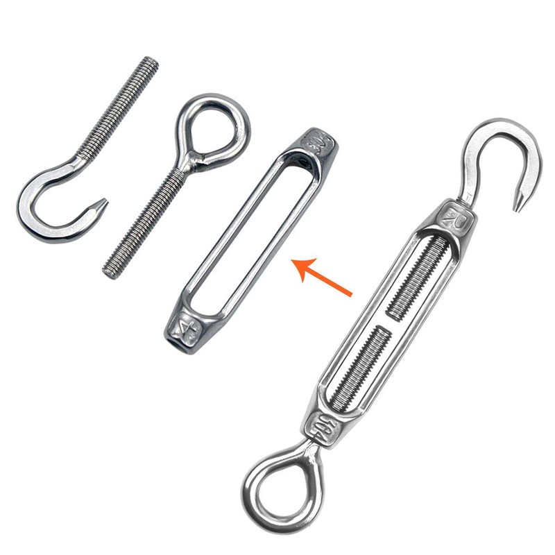 YAMASO 6Pcs M4 Hook & Eye Turnbuckle Wire Rope Tensioner