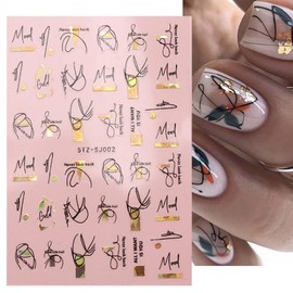 Winning Smile 6 Sheets Nail Art Decals 3D Embossed Stickers｜Professional Texture Fashionable Embossed Three-Dimensional Adhesive Decals｜Nail Decoration Stickers- Summer Kaleidoscope (Golden Art)