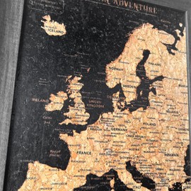 Splosh Travel Map - Desk Europe Map Pin Board in Black, Wooden Frame. Map of Europe with 100 Pins in 2 Colours to Mark Your Past & Future Adventures, Map of Europe for Travel Planning. (TVB32)