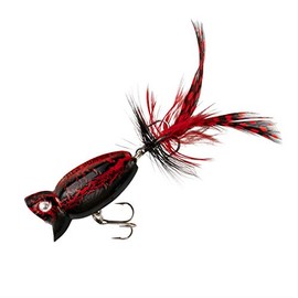 Arbogast Hula Popper 2.0 Topwater Fishing Lure with Feathered Treble Hook and Crackle Pattern Body, Freshwater Fishing Gear and Accessories, 2", 3/8 oz, Black Death, (G761-535)