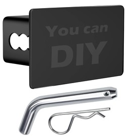 DIY Blank Metal Hitch Cover for 2 Inch Receivers with Trailer Hitch Pin & Clip, Heavy Metal Trailer Hitch Cover for Trucks Accessories (Black,5"x3")