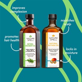 Nature Spell Rosemary Oil & Batana Oil Hair Care Set For Hair Growth, Scalp & Hair Strengthening Duo, With Applicator & Pump, 2 x 150ml