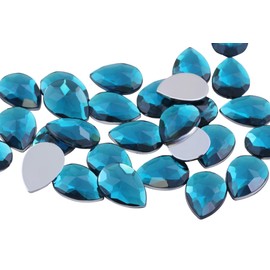 Allstarco 18x13mm Blue Aqua H122 Flat Back Teardrop Acrylic Rhinestones Plastic Gems for Jewellery Making Costume Jewellery Cosplay Card Making Embellishments