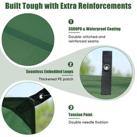 AVOFOREST Tarp 3 x 4 Waterproof Tarp Ultralight Tent Tarp, Camping Tarp with 19 Eyelets + Aluminium Pins + Nylon Ropes + Tent Clips, Anti-UV & Snow & Rain, for Outdoor Camping Picnic Hiking Hammock