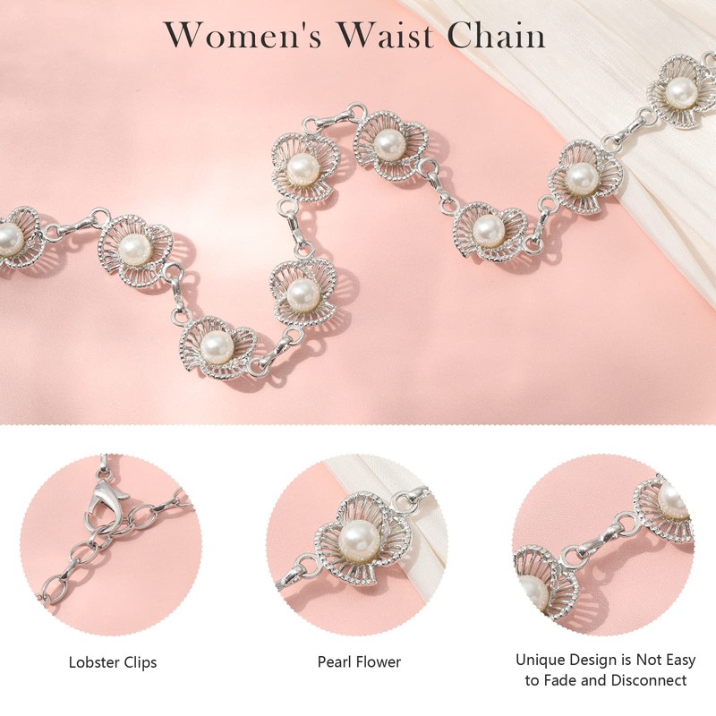 AWAYTR Waist Chains Belts for Women - Rhinestone Gold Silver