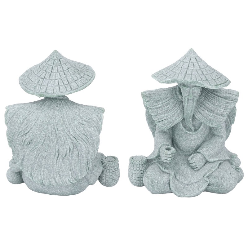 Fisherman Statue Sitting Fishing Old Man Figurine Small Desk Ornament