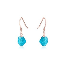 Apatite Raw Nugget Earrings in 14k Rose Gold Fill