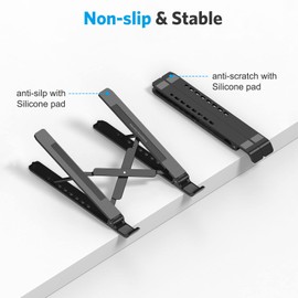 Laptop Stand, OMOTON Laptop Stand for Desk Ergonomic 7-Levels Angles Adjustable Computer Stand, Portable ABS Laptop Riser Holder Compatible with All Laptops and iPad（10-15.6"）