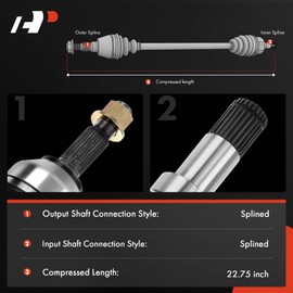 A-Premium CV Axle Shaft Assembly - Compatible with Kia Sportage 1995 1996 1997 1998 1999 2000 2001 2.0L, 4WD - Front Right Passenger Side, Replace# 0K01125500A, 0K01225500A