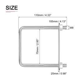 DTGN M8 x 75 x 110mm (Screw Diameter x Width x Length) Square U-Bolt 2 Pack Ideal for Trailer Pipe Replacement 304 Stainless Steel U-Bolt