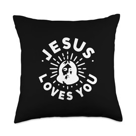 Jesus Loves You Inspirational Christian Faith Message Throw Pillow