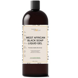 West African Black Soap |100% Organic|#1 Psoriasis, Acne, Eczema Treatment| For Face, Hair & Body| Anti-aging & Wrinkles properties| Guaranteed results| Essentials by atttire (16 Ounce Liquid)